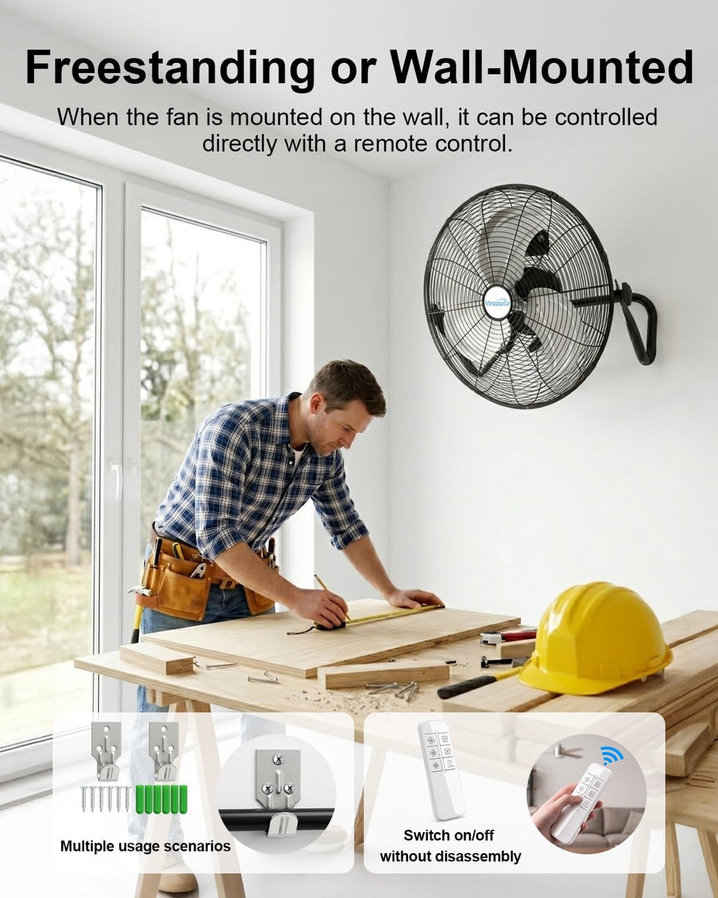 18" Industrial High Velocity Floor Fan with Remote U4386