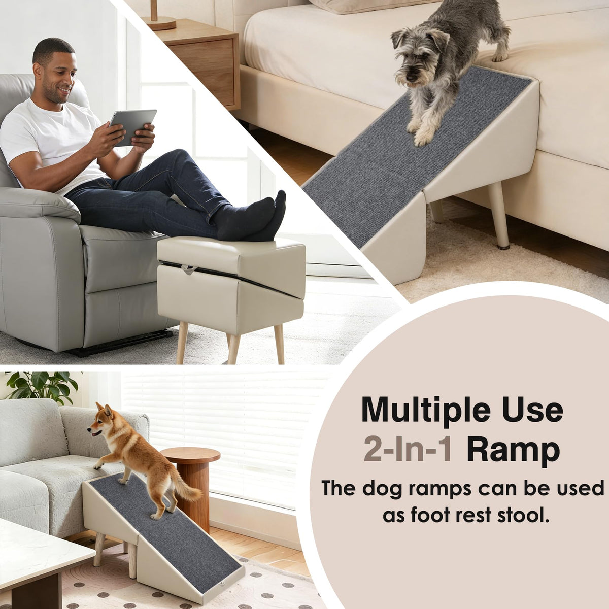 Foldable Non-Slip Wooden Dog Ramp Ottoman Y4295