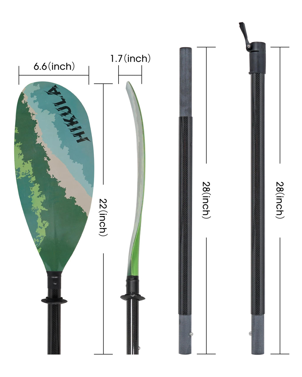 Adjustable Carbon Fiber Shaft Kayak Paddle 4 Piece Y98281