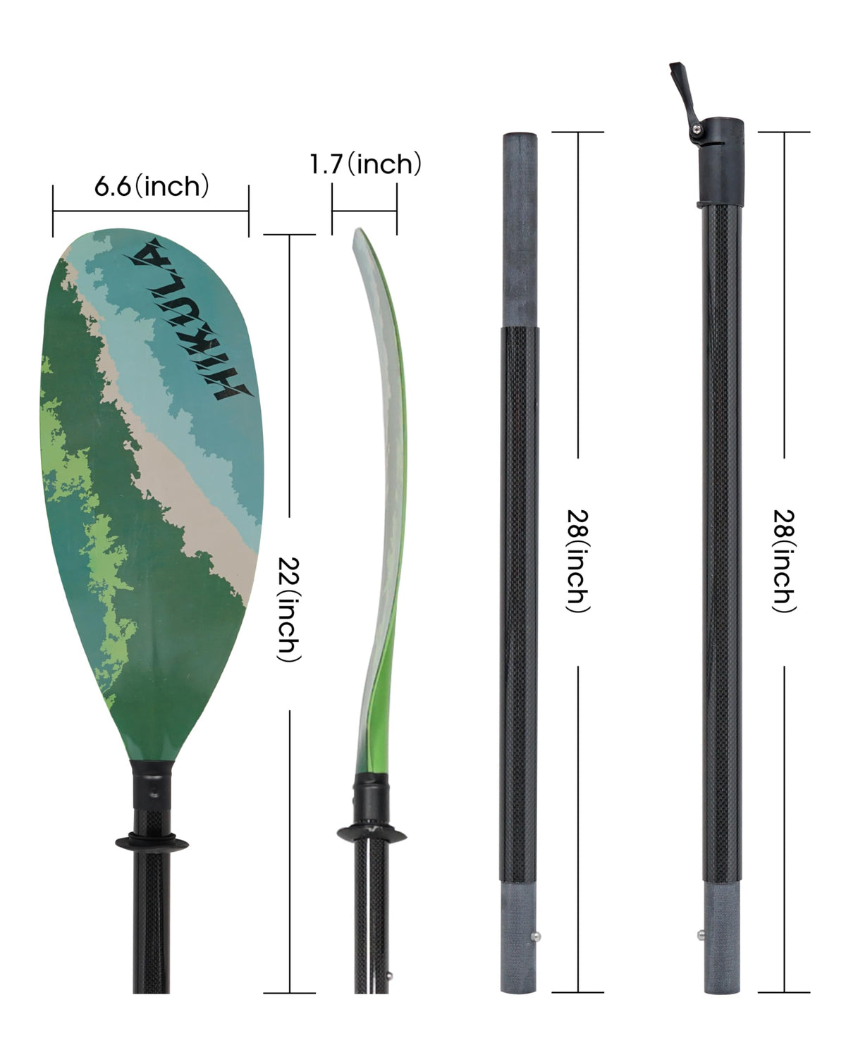 Adjustable Carbon Fiber Shaft Kayak Paddle 4 Piece Y98281