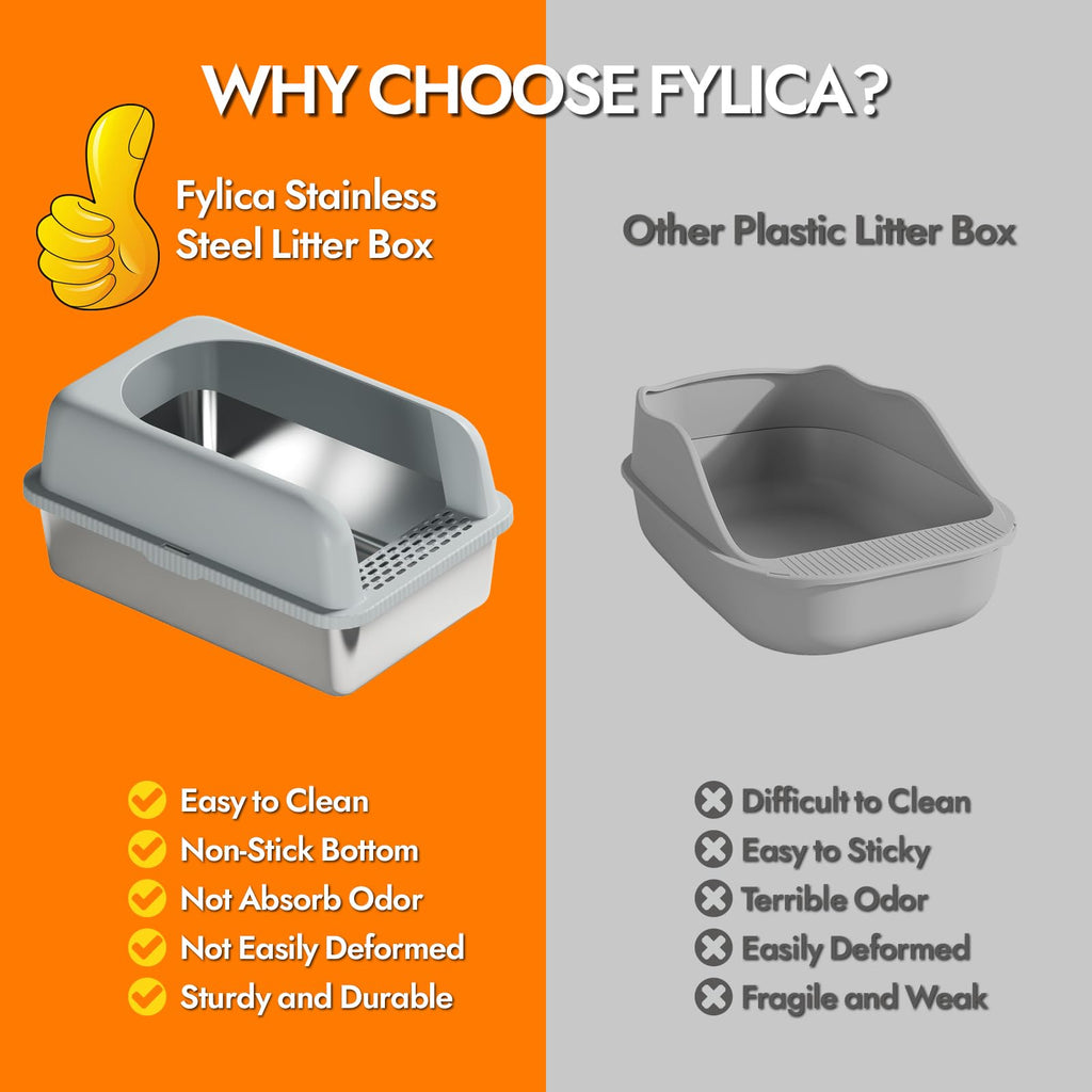 Stainless Steel Cat Litter Box with Lid E65725