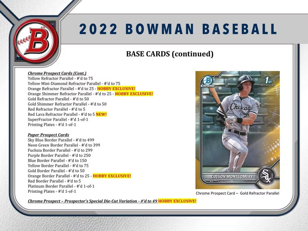 2022 Bowman Baseball Trading Card Mega Box N97466
