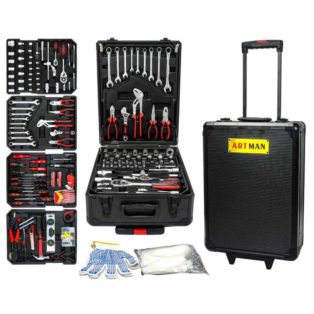 899 PCS Home Auto Repair Tool Kit with Rolling Tool Box Y611067