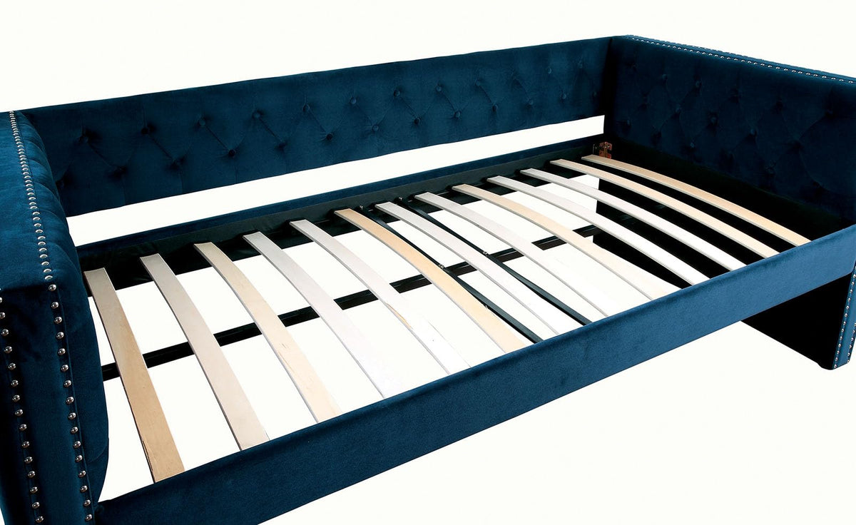 Navy Daybed with Trundle Button Tufted Upholstery F751