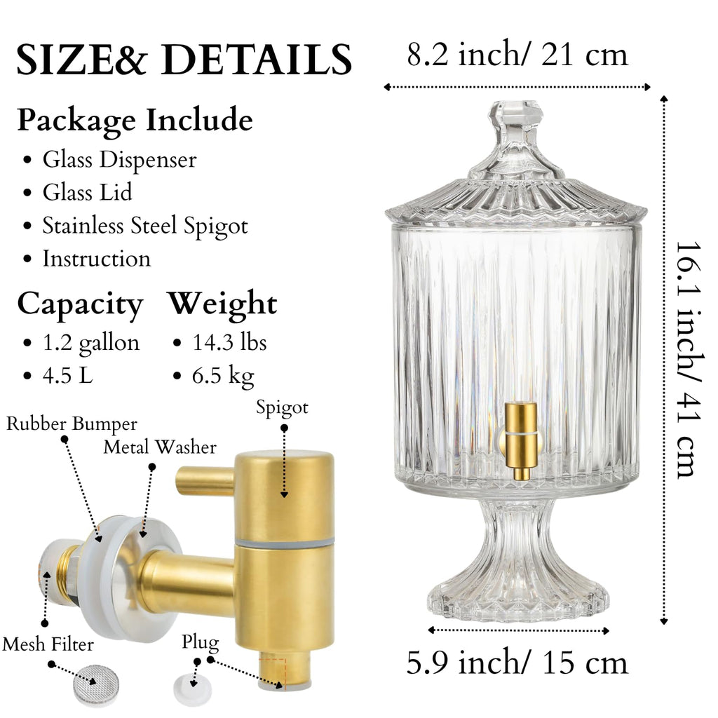 1.2 Gallon Clear Glass Drink Dispenser with Spigot B142972