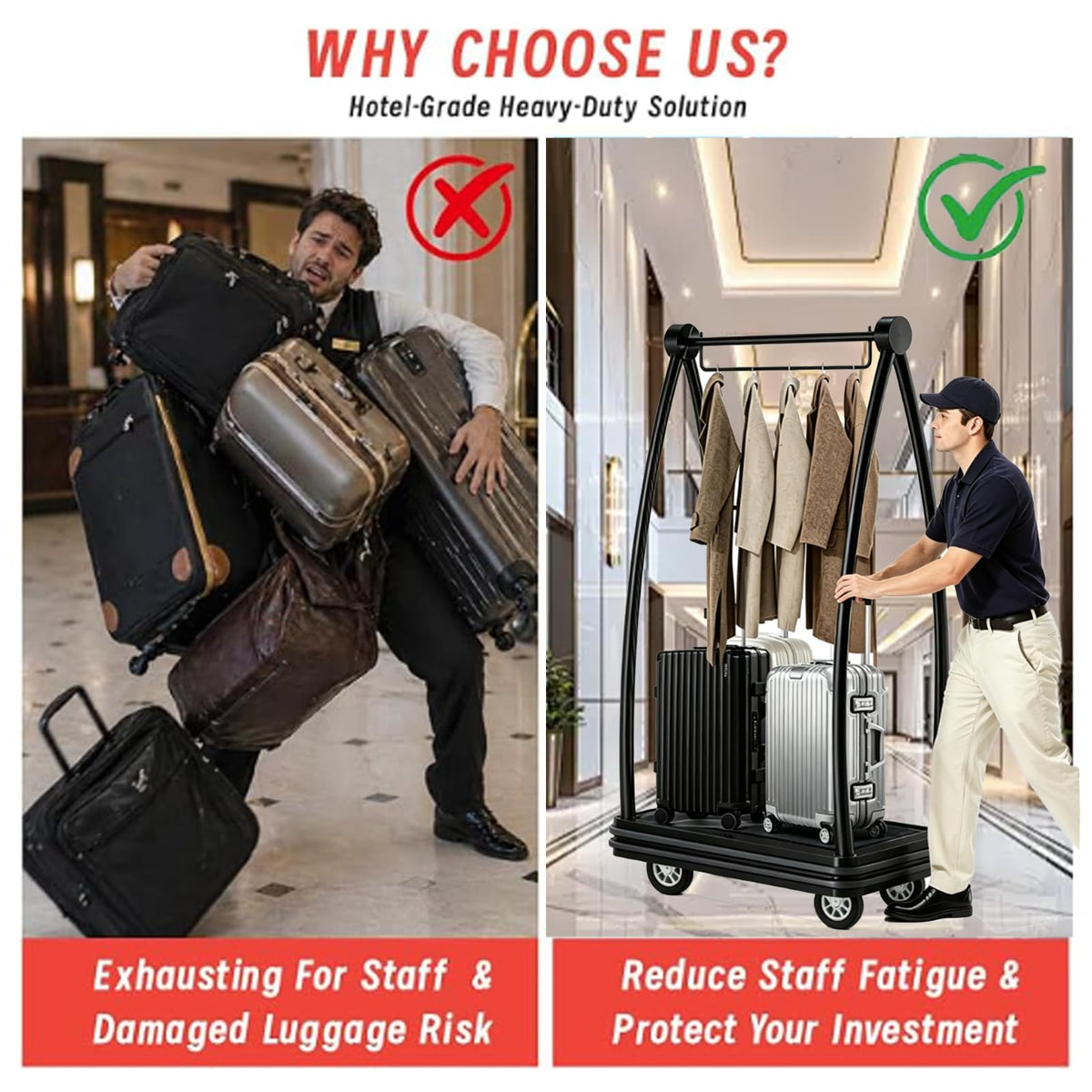 Heavy Duty Luggage Cart with Stainless Steel Frame R1473