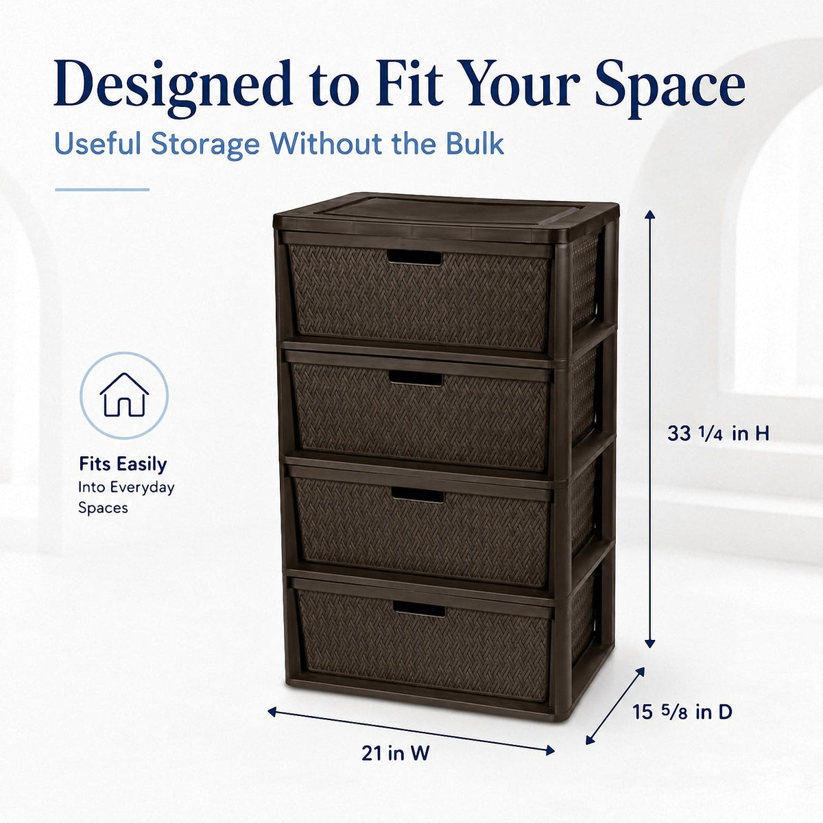 Wide 4-Drawer Storage Organizer Tower with Removable Bins V3593