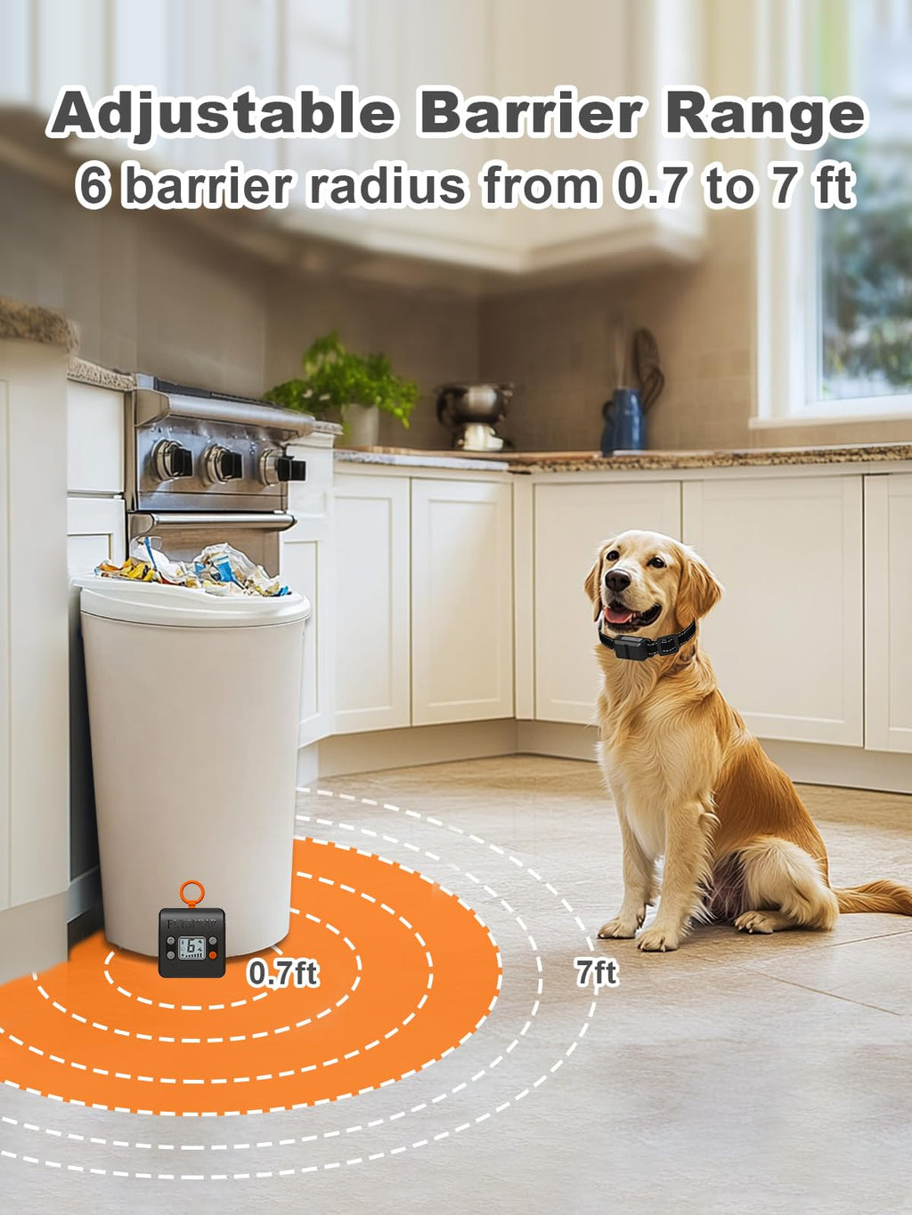 Wireless Rechargeable Indoor Pet Barrier with 6 Adjustable Range A42778