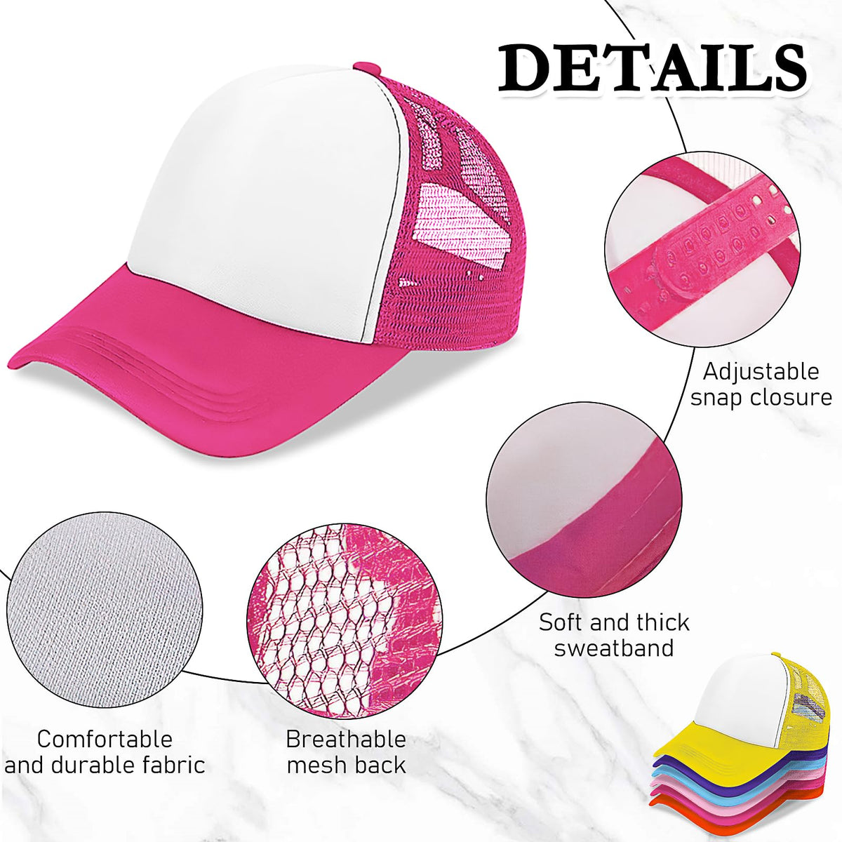 30 Pcs Kids Adjustable Mesh Trucker Hats I8548