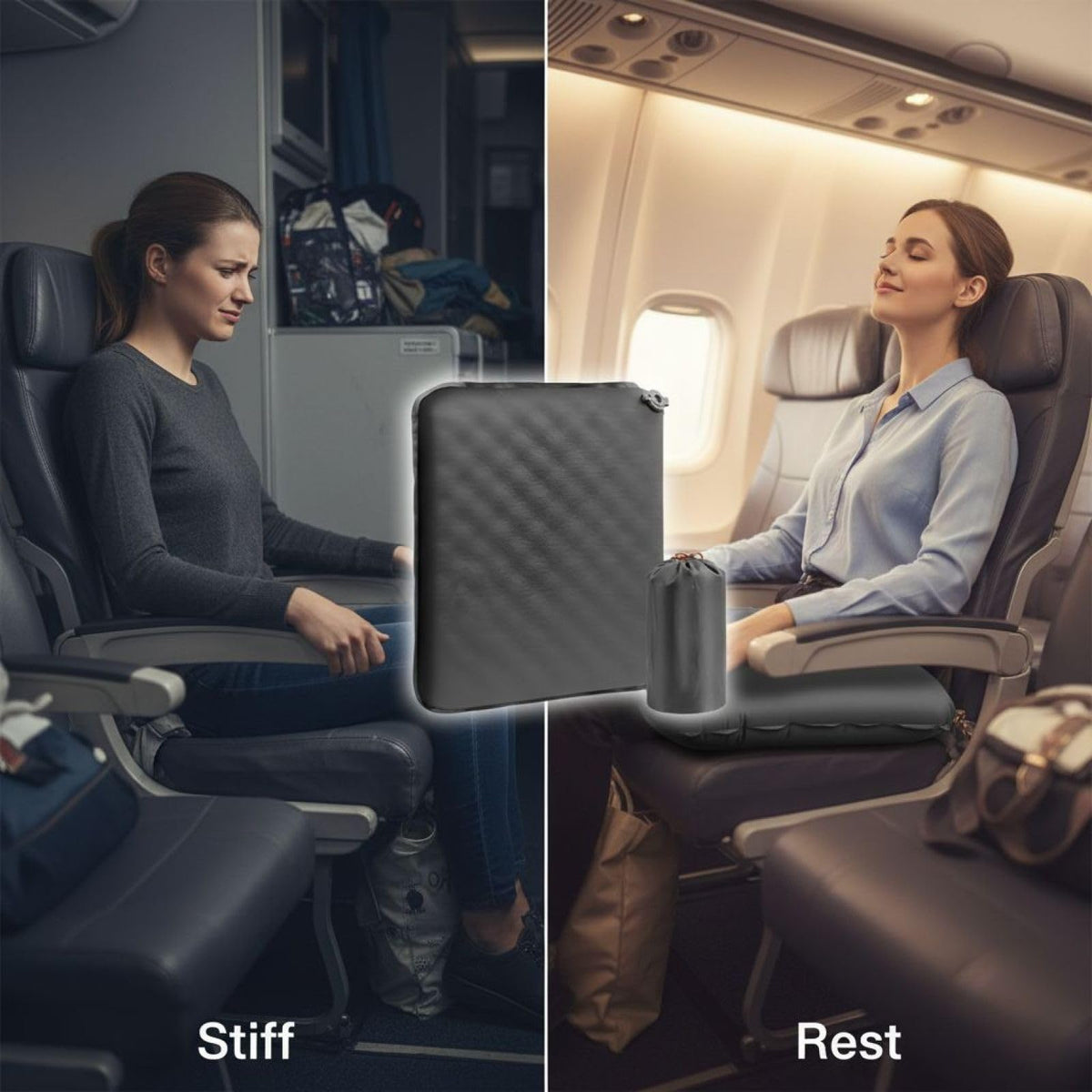 2 Pcs Inflatable Seat Cushion, 16.9 x 13 in Nylon TPU G827383