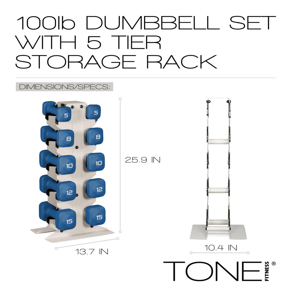 Neoprene Dumbbell Set with Storage Rack N200