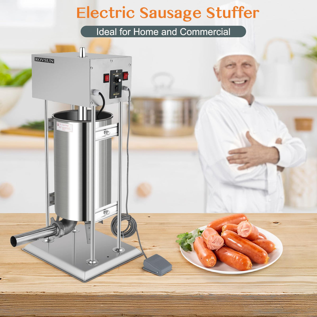 10L Electric Stainless Steel Sausage Stuffer with 5 Stuffing Tubes S679