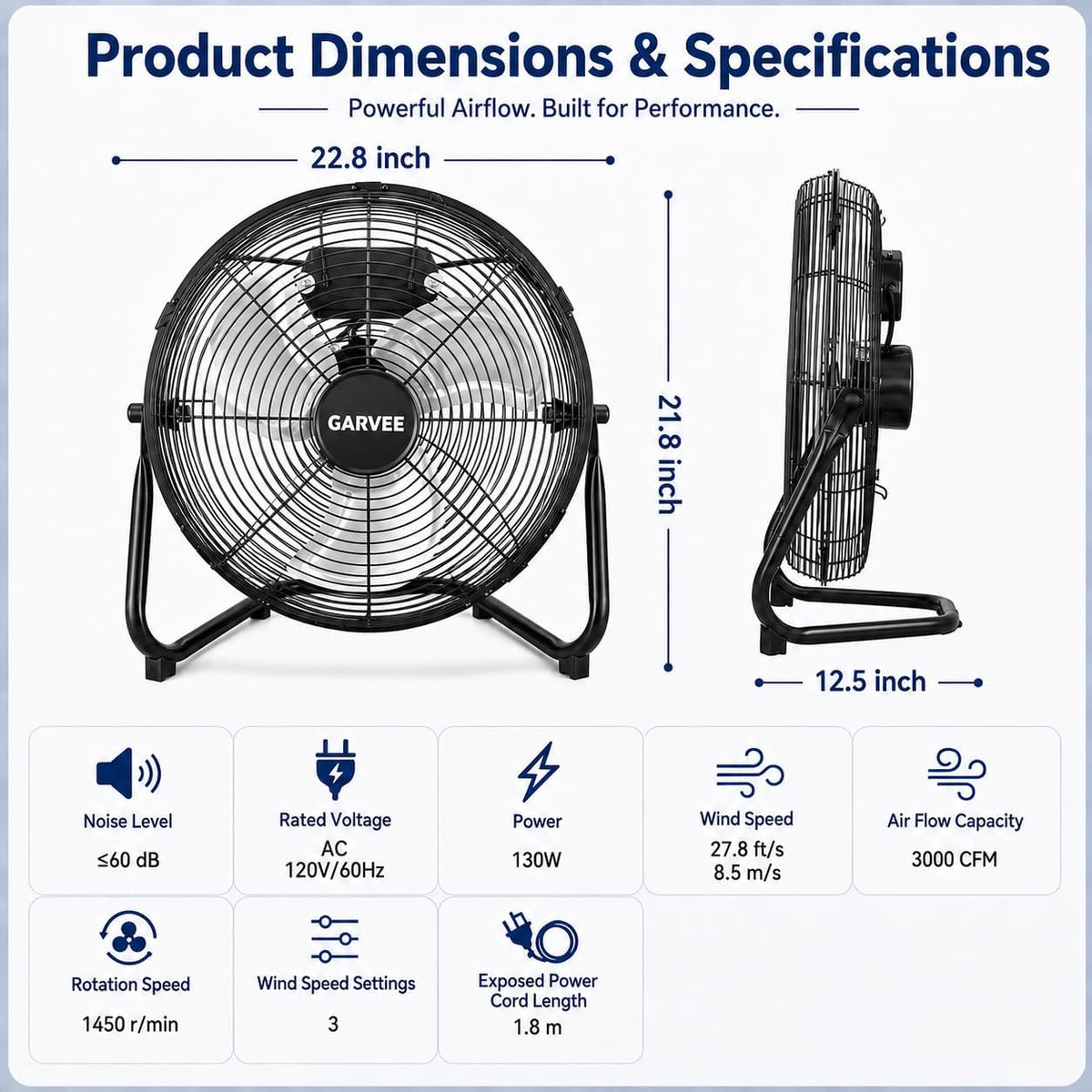 20'' 3000CFM Metal Floor Fan R775653