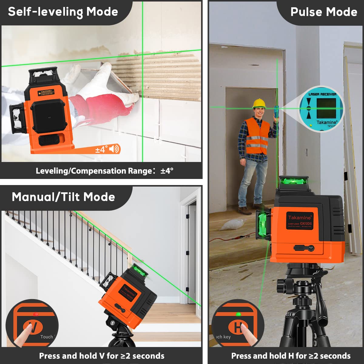 Self Leveling 3D Green Laser Level U2952
