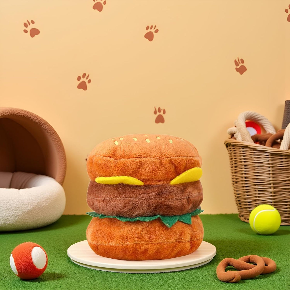 Hamburger Shape Dog Squeaky Toy C649