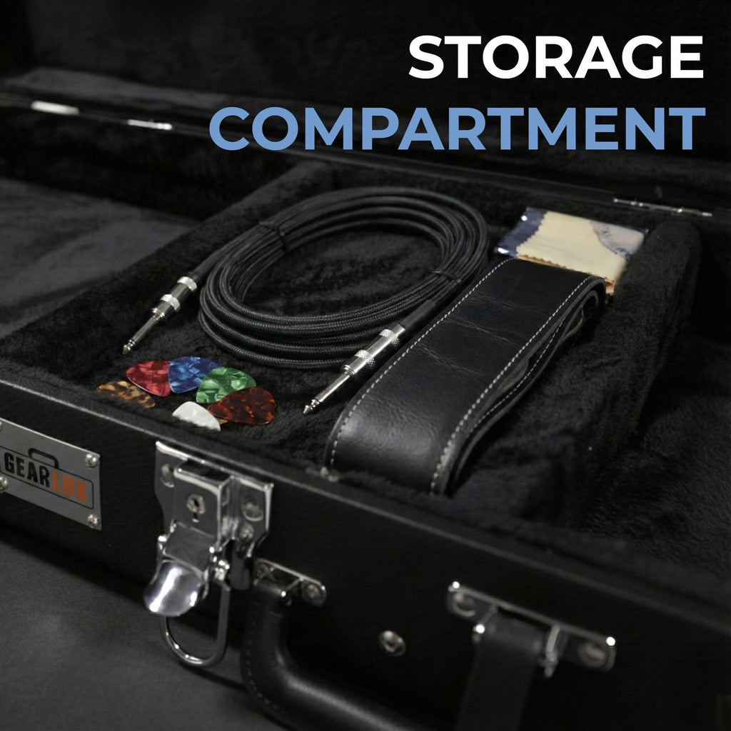 Electric Guitar Hard Case with Lock and Key, Black D118