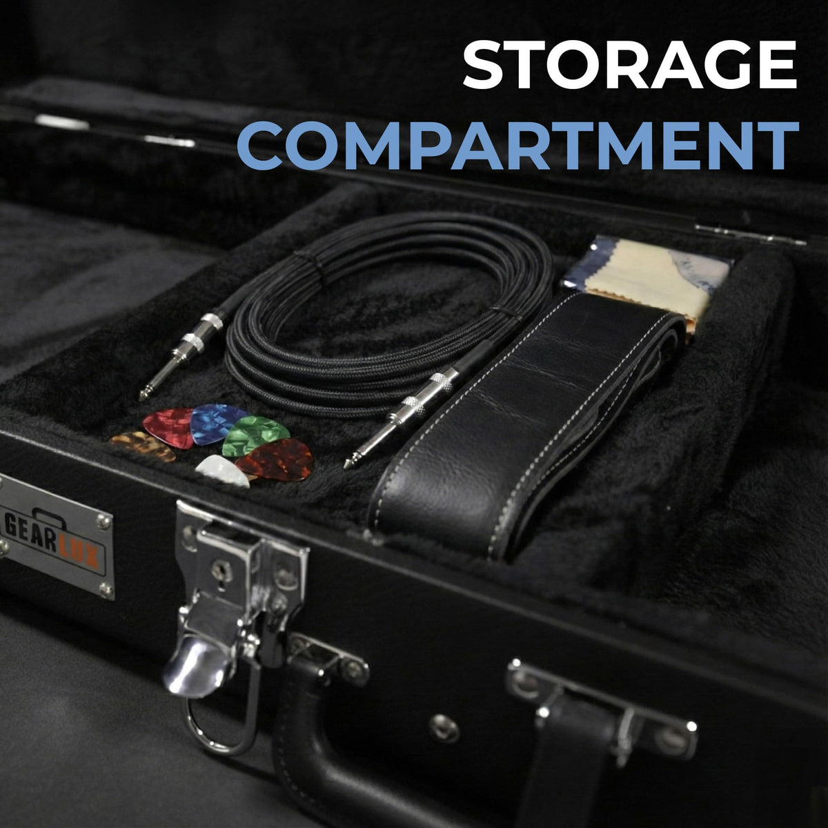 Electric Guitar Hard Case with Lock and Key, Black D118