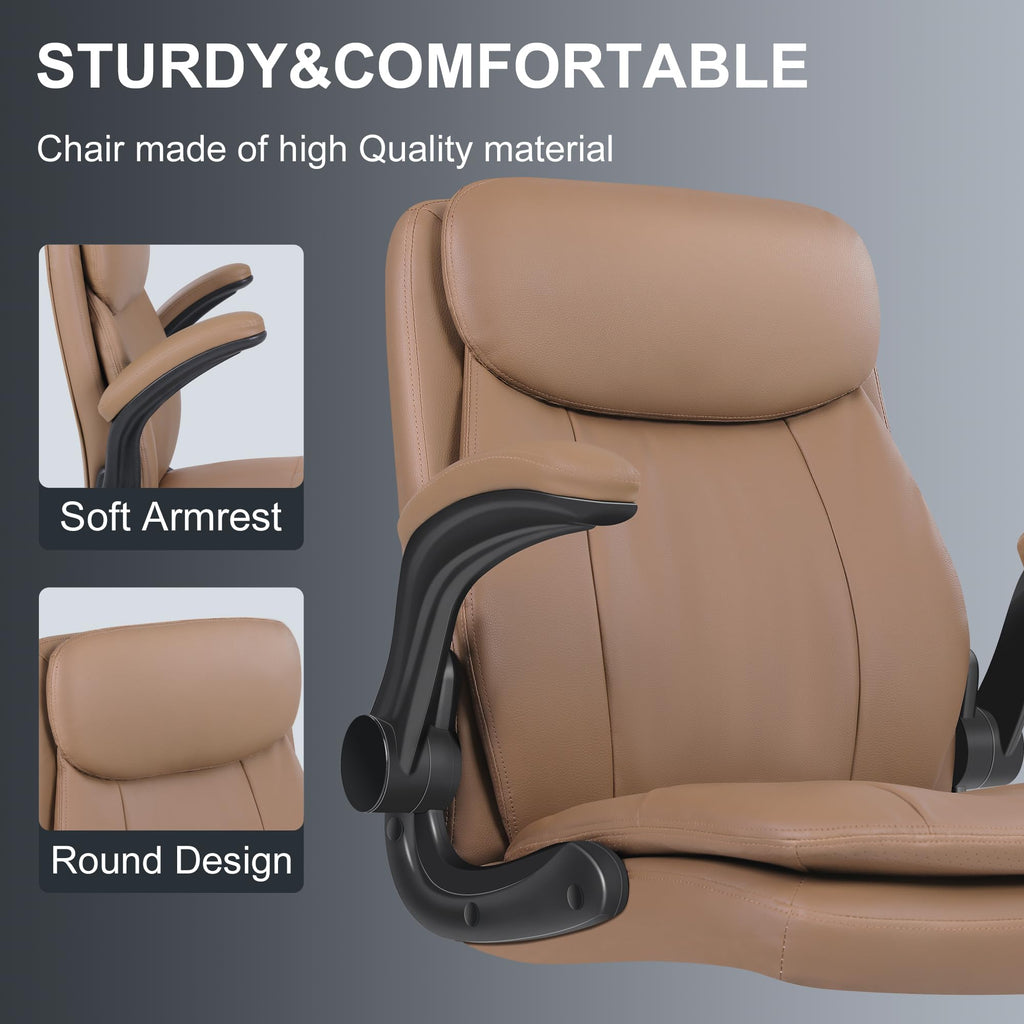 Leather Drafting Chair with Adjustable Height and Flip-up Armrest R620