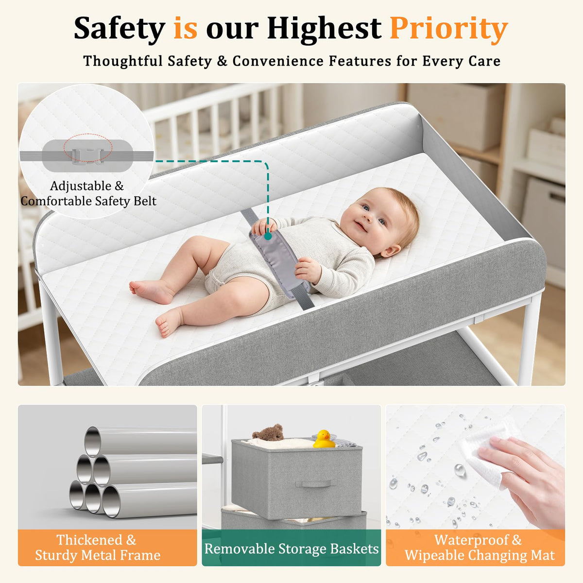 Portable Baby Changing Table with Wheels R4566