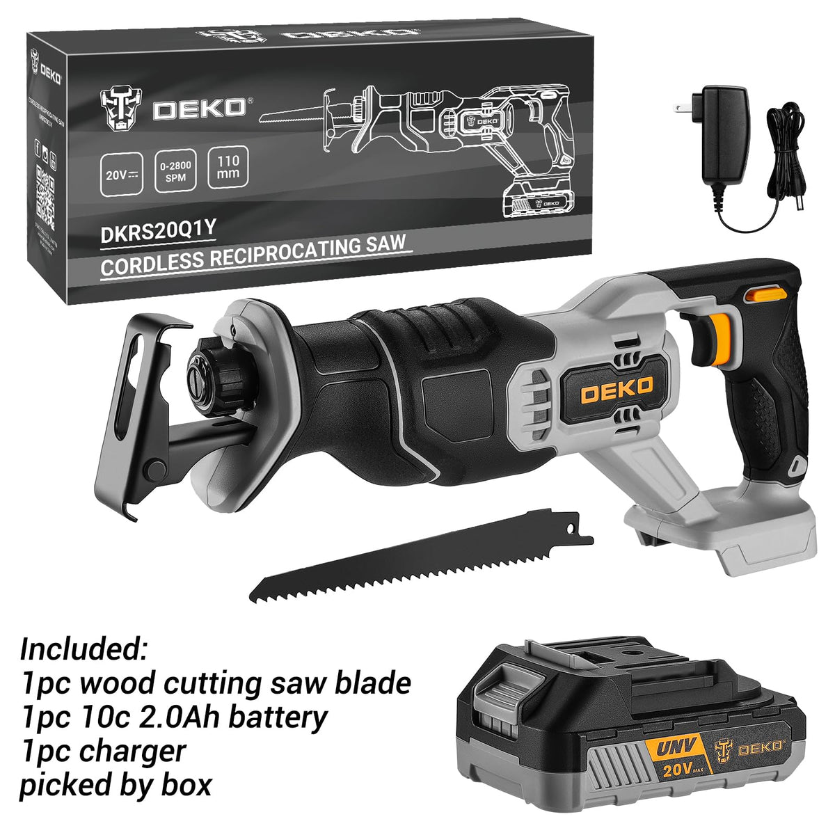 20V Cordless Reciprocating Saw with Battery and Charger V3795