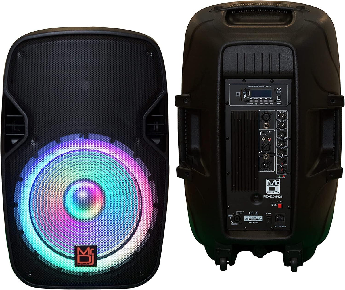 15" 2-Way Powered Bluetooth Karaoke Speaker with Speaker Stand T469