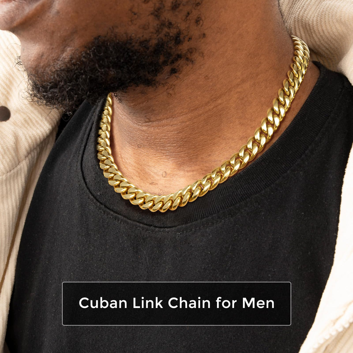 Gold Cuban Link Chain 316L Stainless Steel Necklace 20/22/24 Inches J405