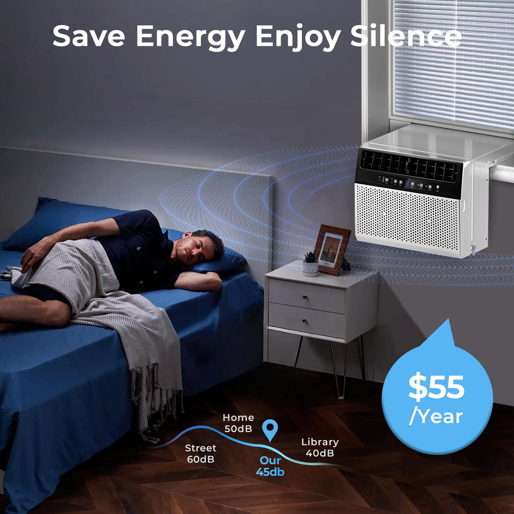 U-Shaped 10,000BTU Window Air Conditioner with Full Window View, Ivory White S622875