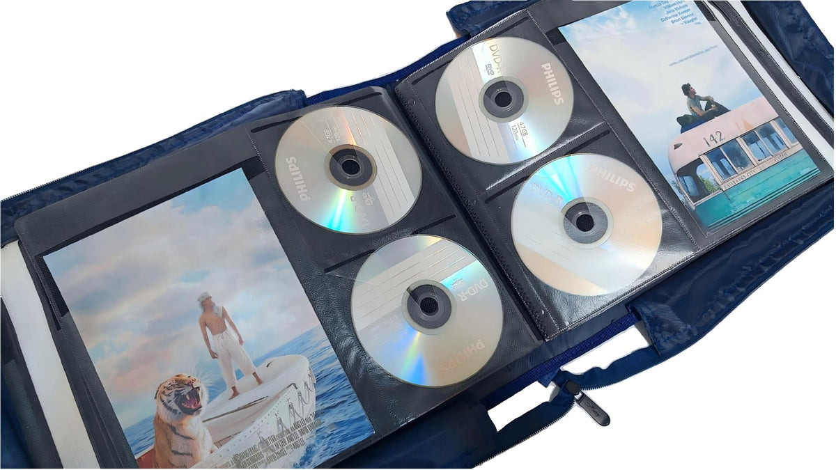 DVD CD Storage Case with Title Cover Pages, Blue, 192 Disk Units L85054