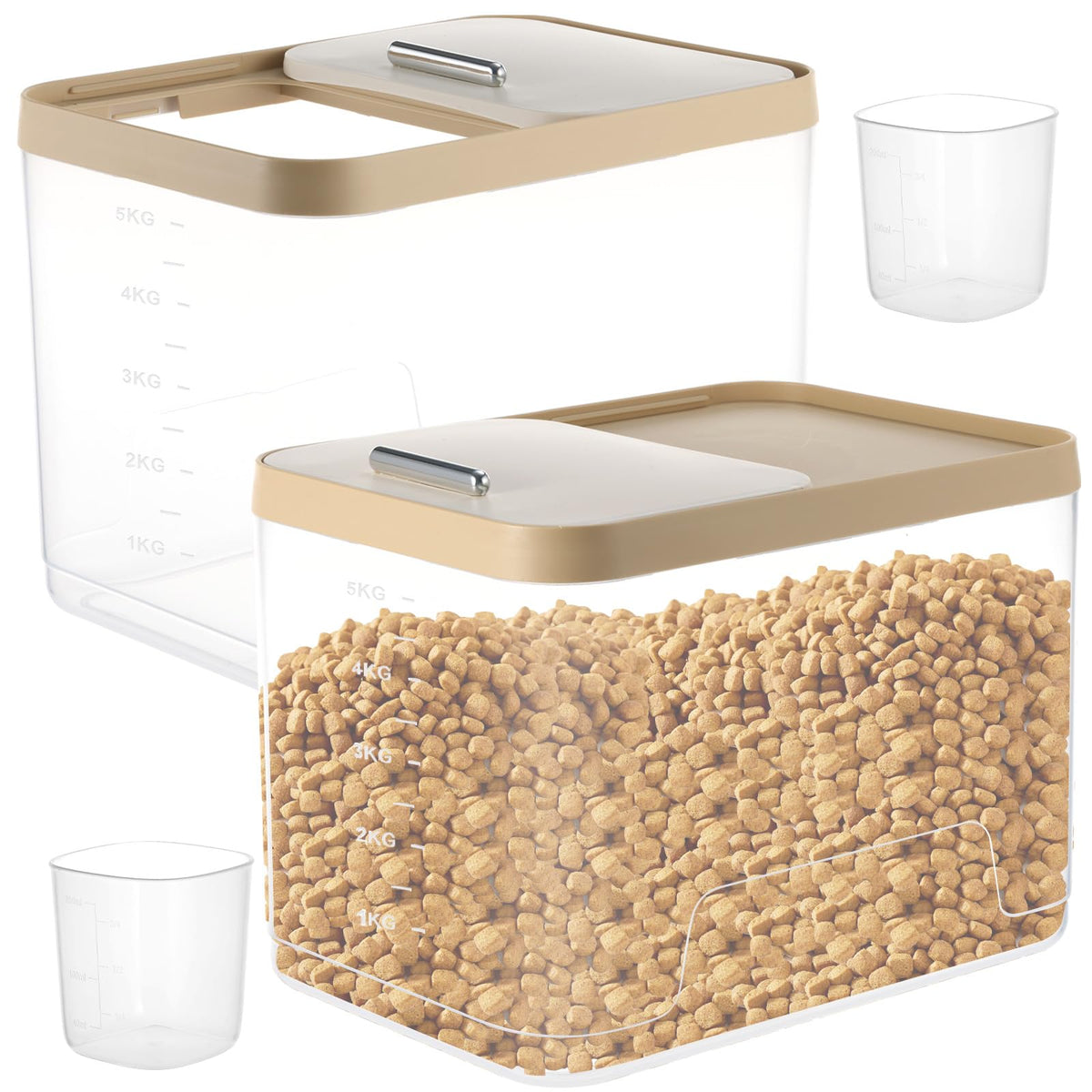 2 Pack Airtight Pet Food Storage Container with Measuring Scoops U173428