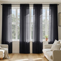 Black Sheer Curtains 84 Inches Long 4 Panels D565