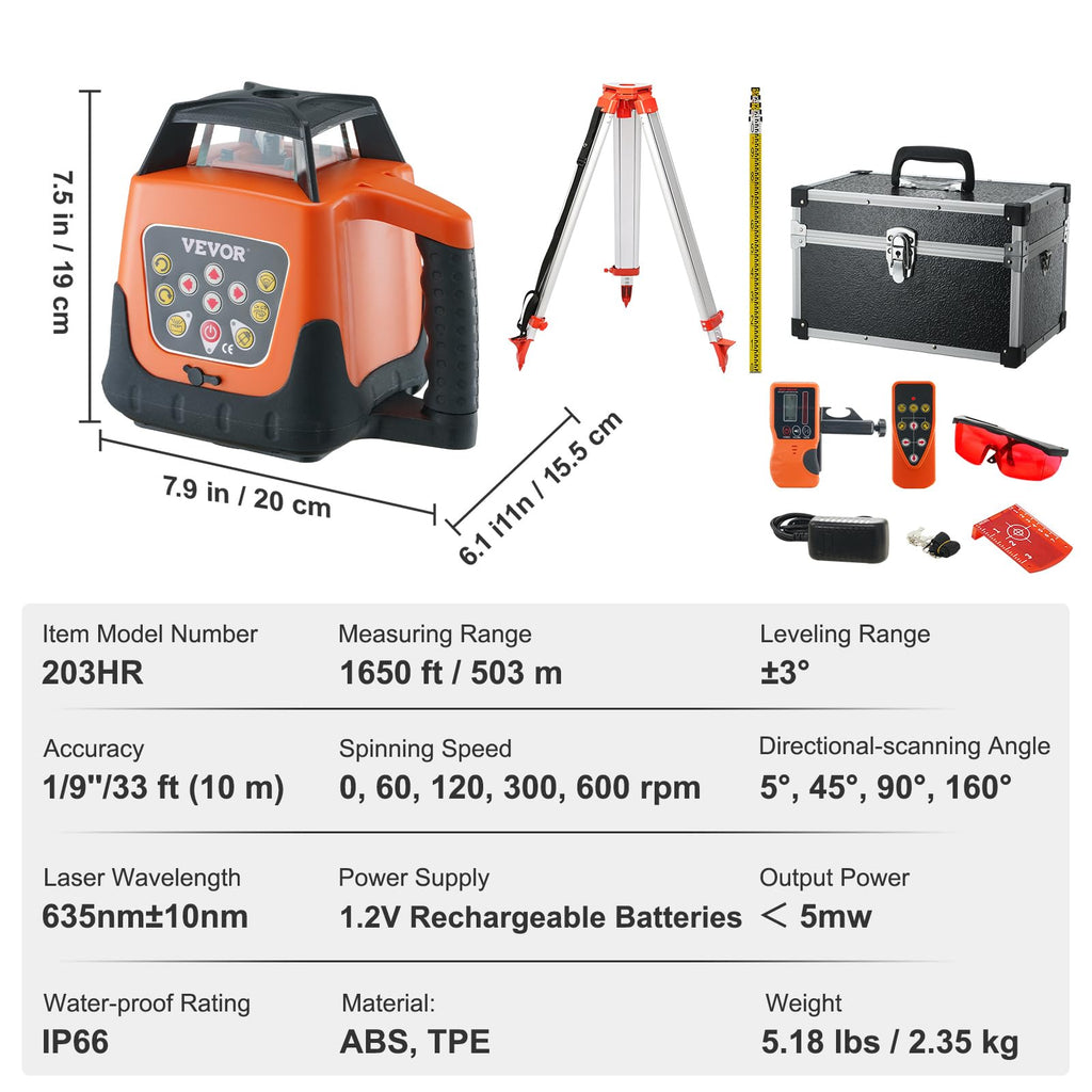 Red 360 Degree Self Leveling Rotary Laser Level Kit with Tripod S817140