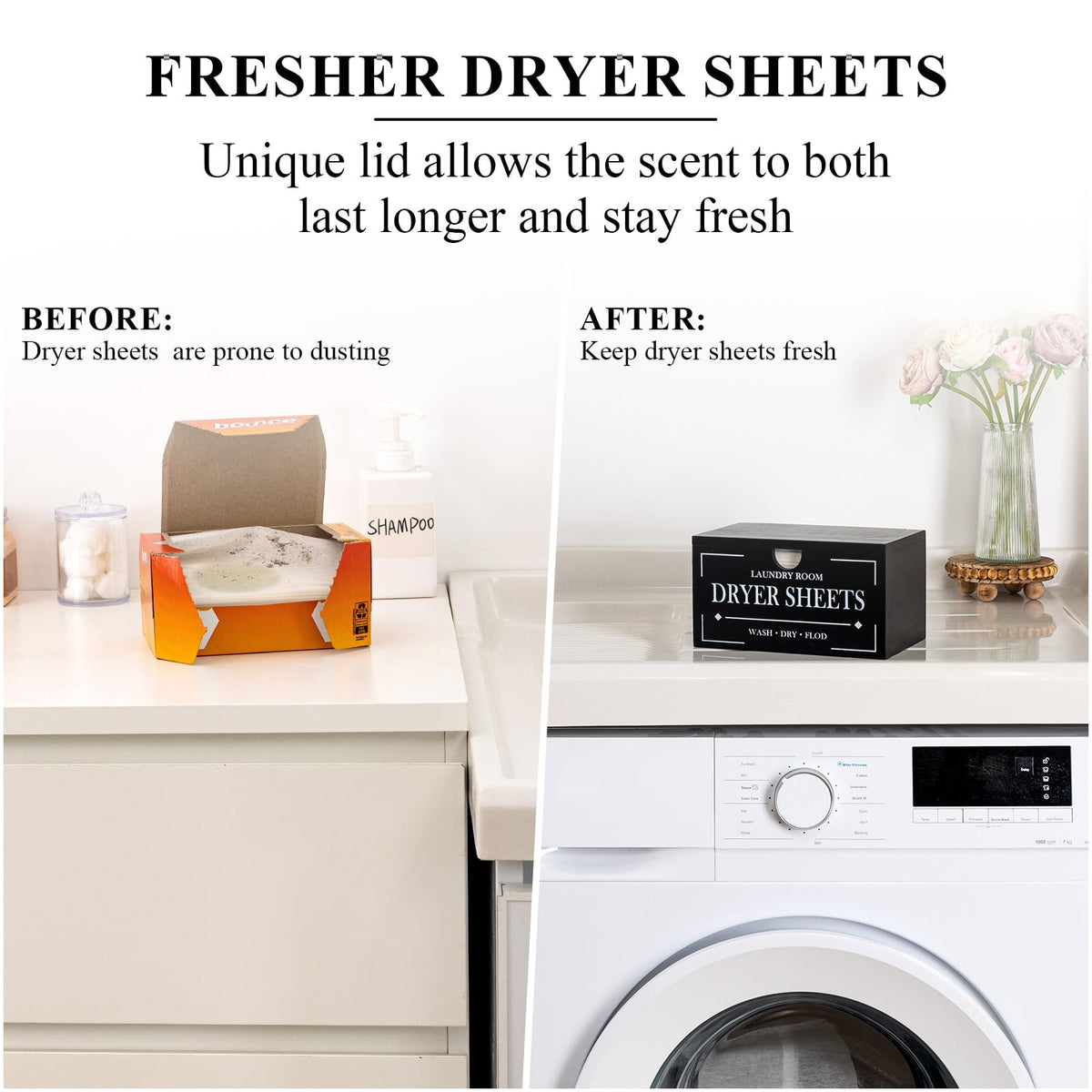 Black Dryer Sheet Holder with Lid B11613