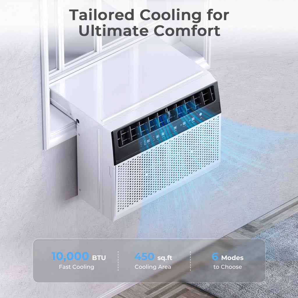 U-Shaped 10,000BTU Window Air Conditioner with Full Window View, Ivory White S622875