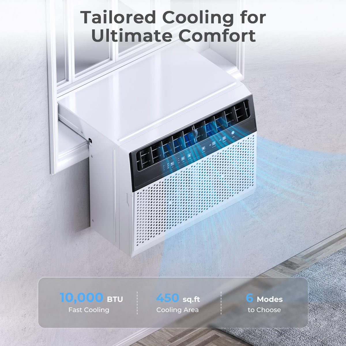 U-Shaped 10,000BTU Window Air Conditioner with Full Window View, Ivory White S622875