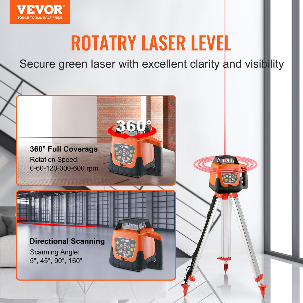 Red 360 Degree Self Leveling Rotary Laser Level Kit with Tripod S817140