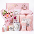 10 PCS Pink Gift Basket with Blanket, Tumbler & Crochet Flowers A700264