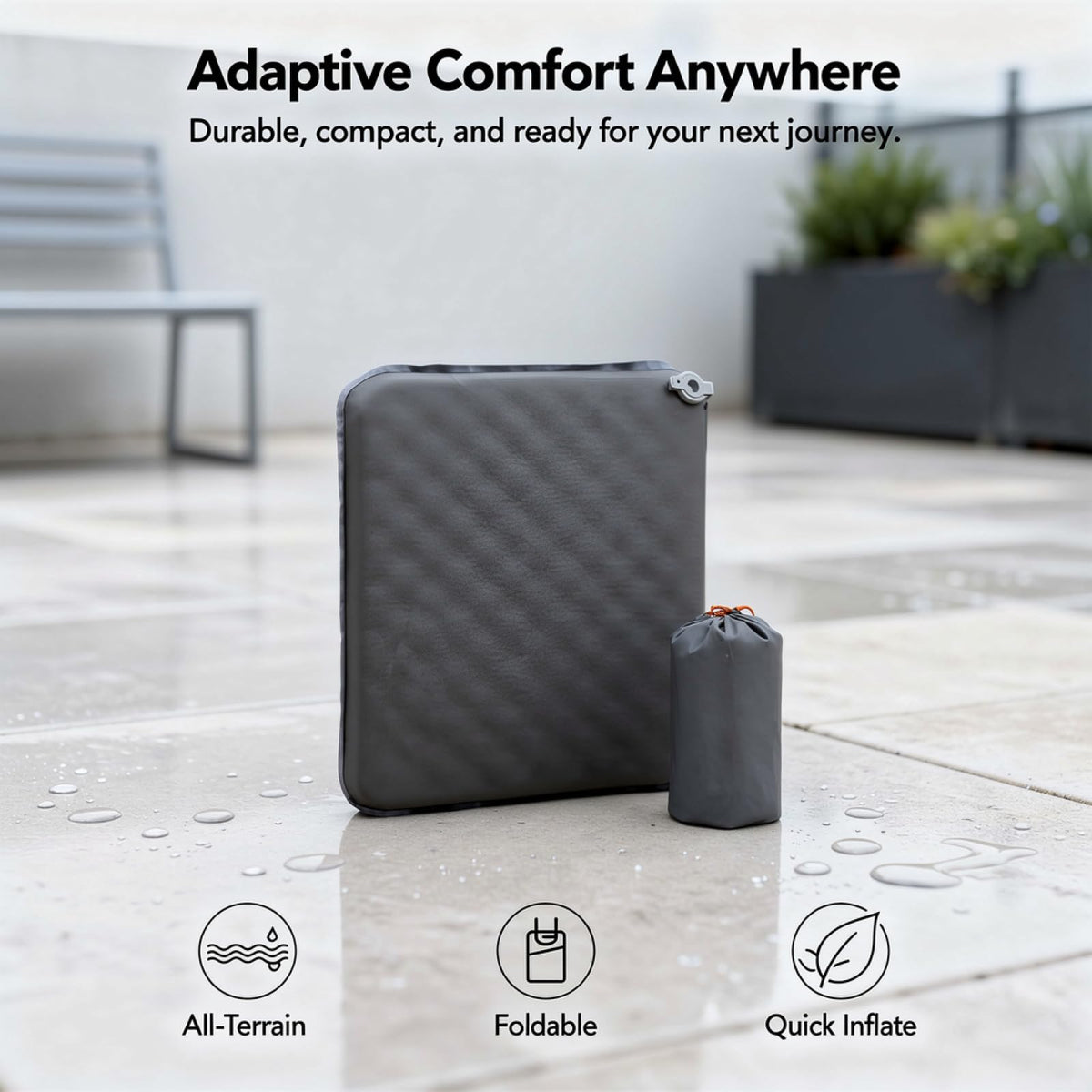 2 Pcs Inflatable Seat Cushion, 16.9 x 13 in Nylon TPU G827383
