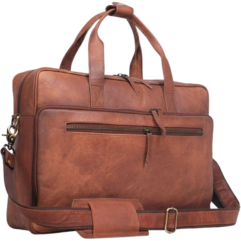 Brown 17-inch Genuine Leather Laptop Briefcase S762