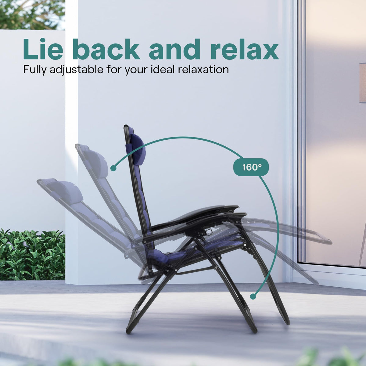 Foldable Adjustable Zero Gravity Lounge Chair with Cup Holder and Side Table J425336