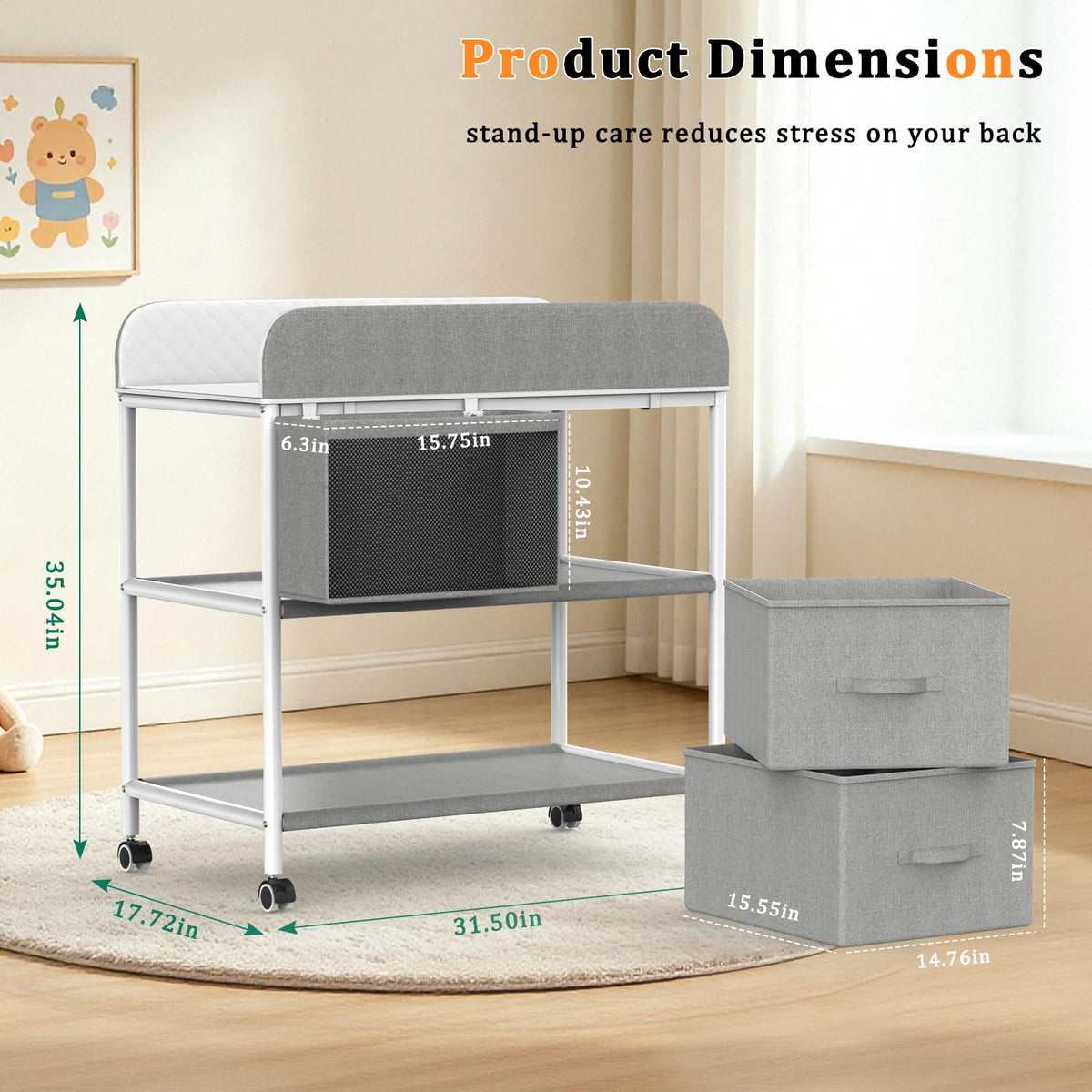 Portable Baby Changing Table with Wheels R4566