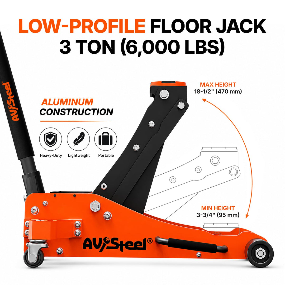 3 Ton Low Profile Aluminum Hydraulic Floor Jack L922552