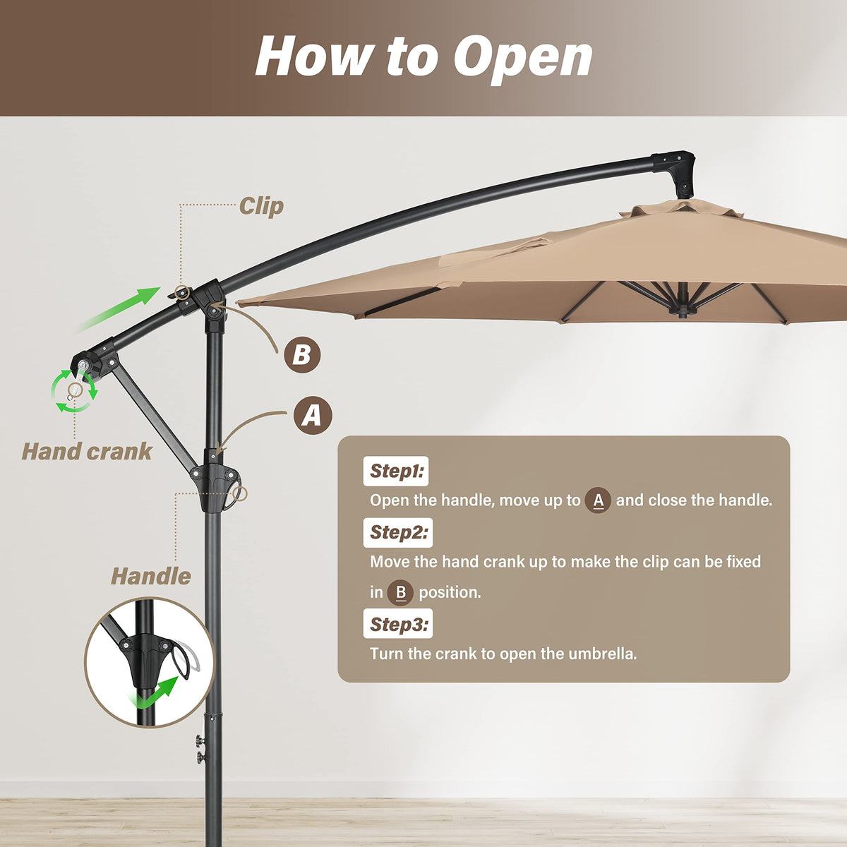 9.8ft Blue Offset Cantilever Patio Umbrella with Crank & Cross Base O702595