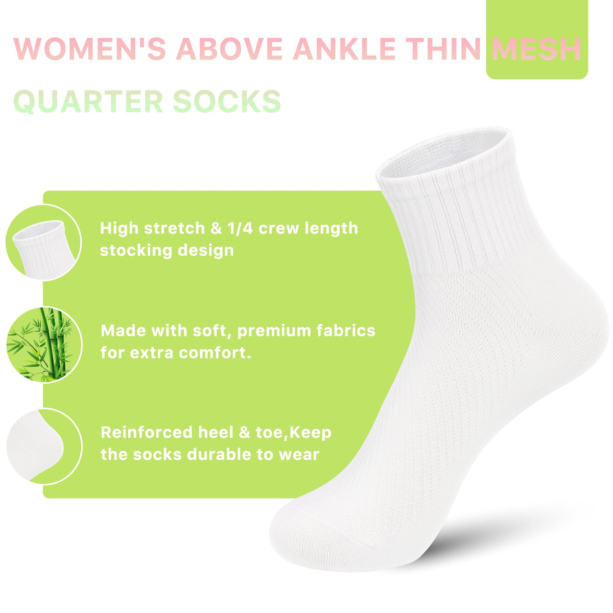 Bamboo Viscose Above Ankle Thin Socks 5 Pairs A7232