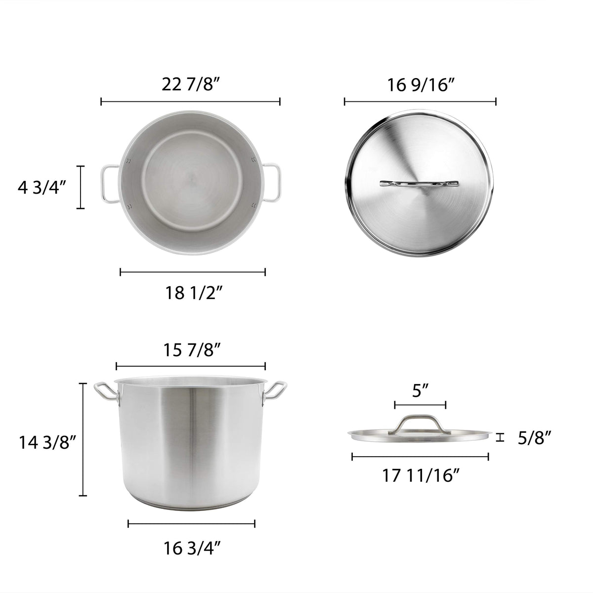 60 quart 18/8 Steel stock pot with lid D963