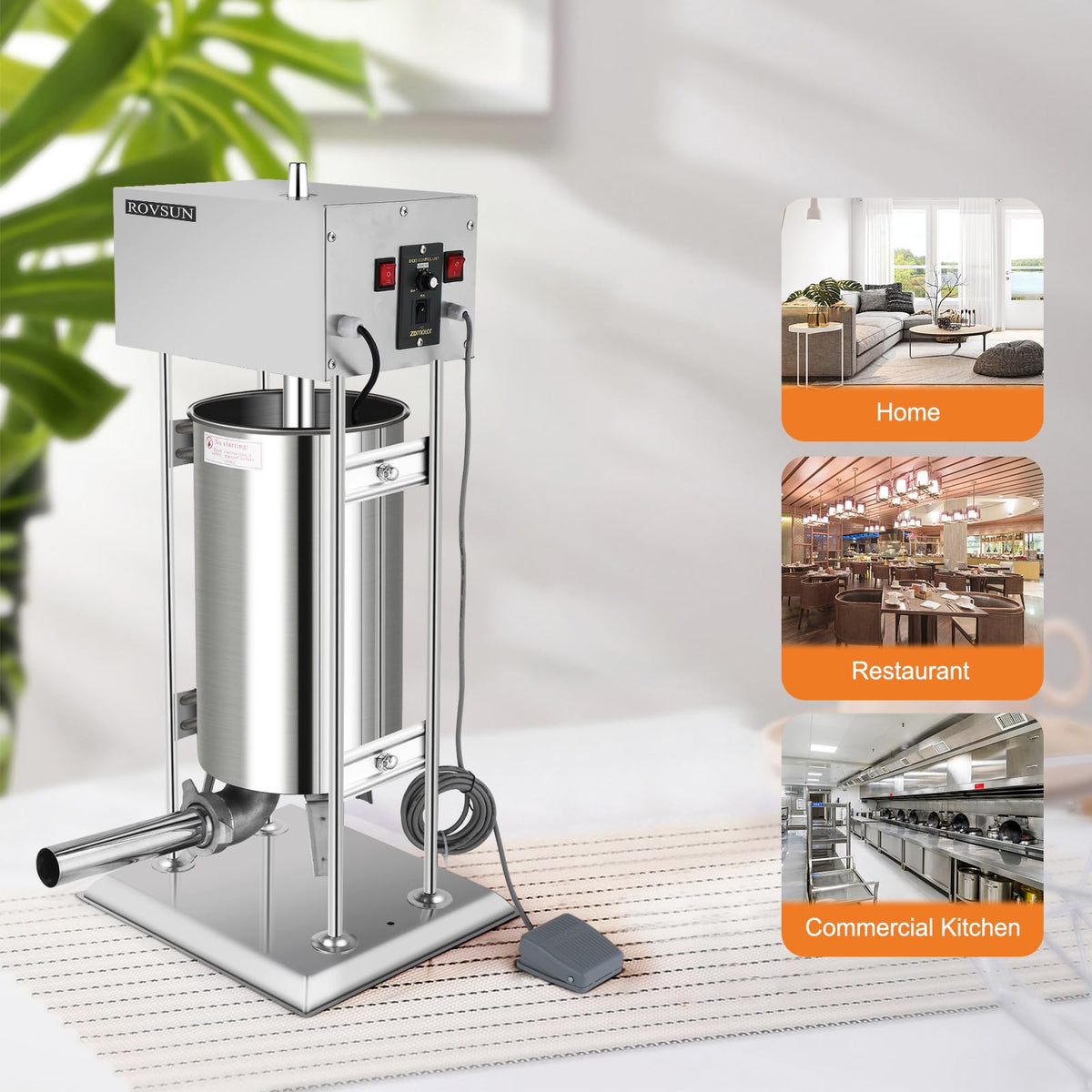 10L Electric Stainless Steel Sausage Stuffer with 5 Stuffing Tubes S679