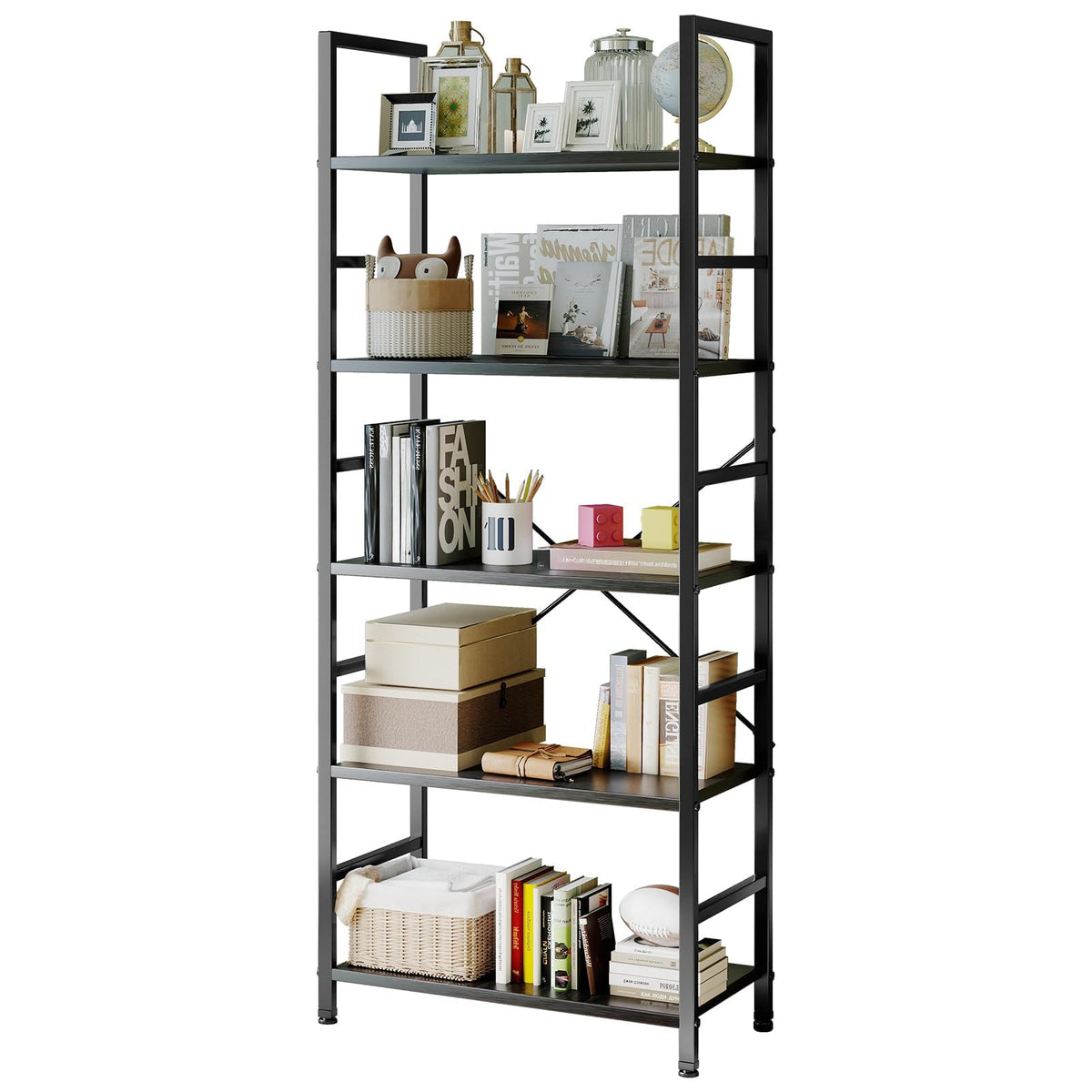 5 Tier Black Bookshelf C638