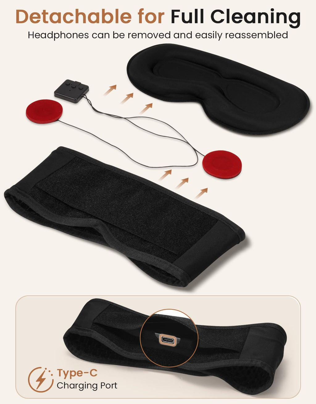 Bluetooth Sleep Mask with Adjustable Speakers N40364
