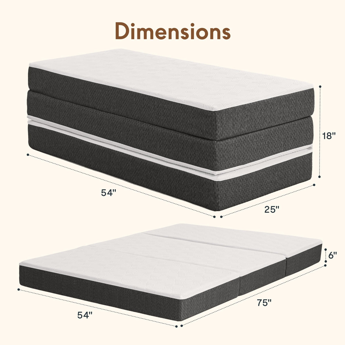 6" Full Tri-Fold Mattress X928