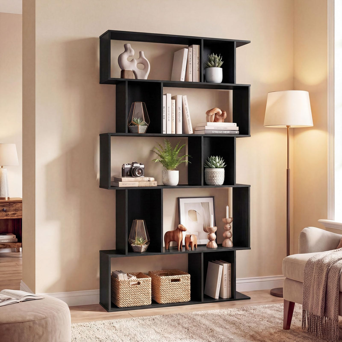 5-Tier 10-Cube Black Bookshelf M673293