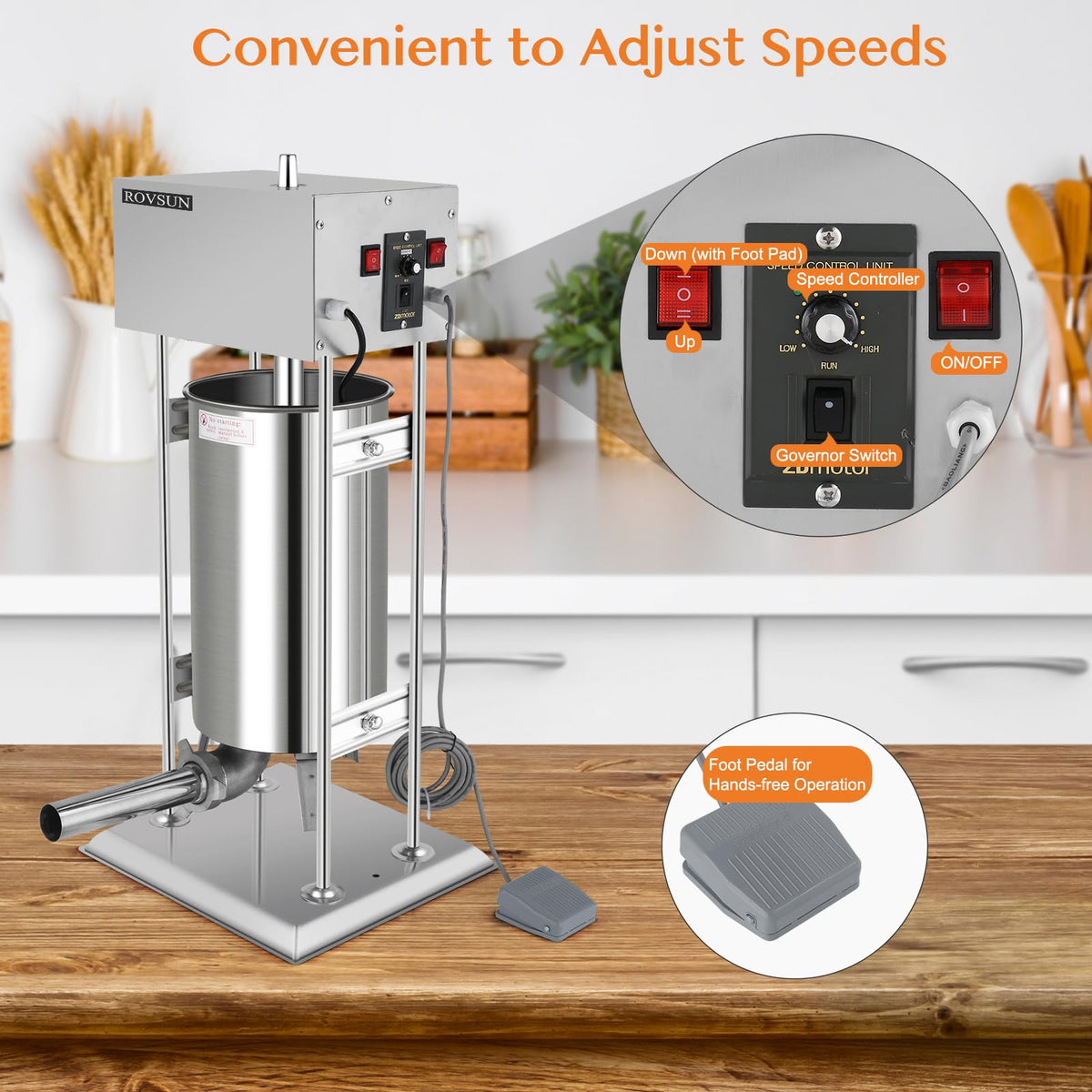 10L Electric Stainless Steel Sausage Stuffer with 5 Stuffing Tubes S679